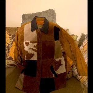 Suede patchwork oversized coat. Fits like a M/L